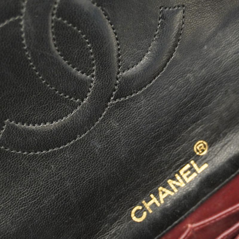 Chanel Shoulder Bag Matelasse Lambskin Black Gold Hardware Women