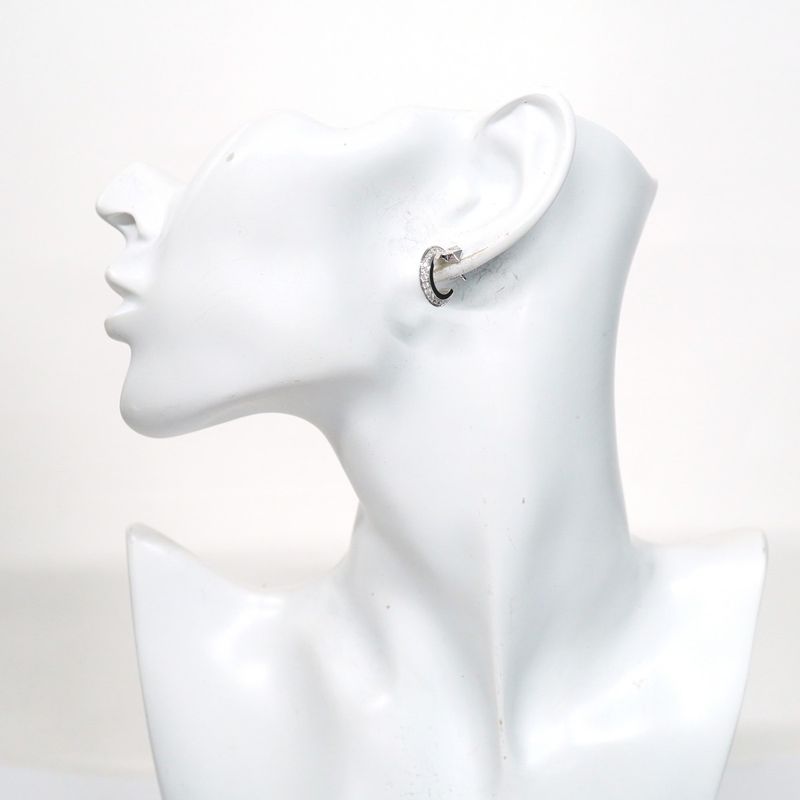 Tiffany & Co Earrings T One Hoop 18k White Gold White Gold Diamond 0.20ct Men