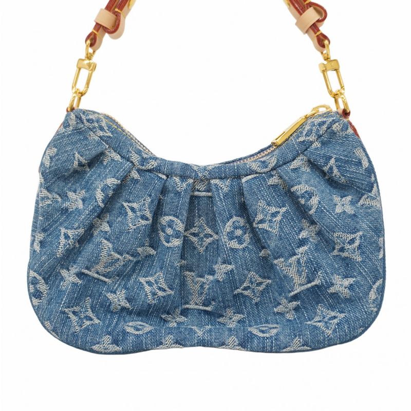 Louis Vuitton Handbag Monogram Denim Pochette Valley M13571 Blue Ladies