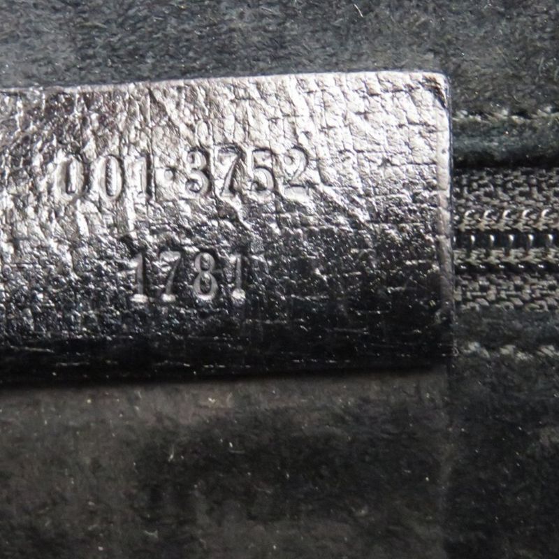 Gucci One Shoulder Hobo 001 3752 Suede Plastic Leather Silver Hardware Black