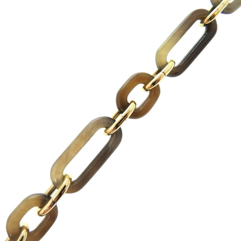 Hermes Resille Buffalo Horn GP Black Long Necklace 0252
