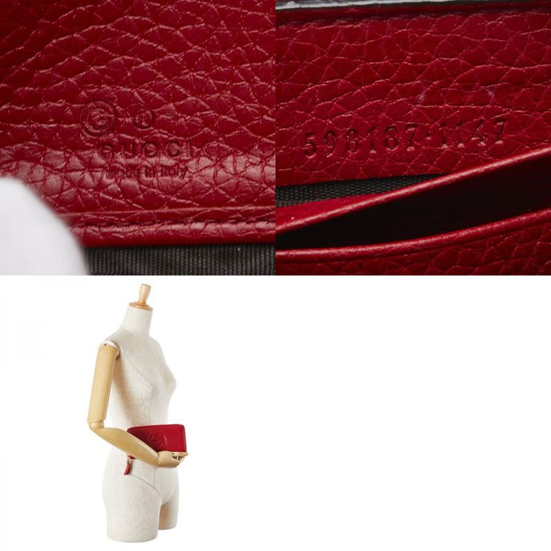 Gucci Interlocking G Soho Tassel Round Zipper Long Wallet 598187 Red Leather