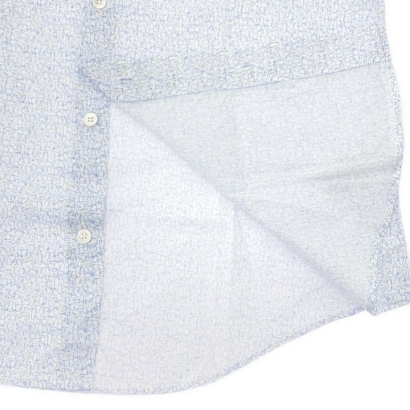 Hermes 21 SS All-Over Pattern Cotton Shirt White Blue 39