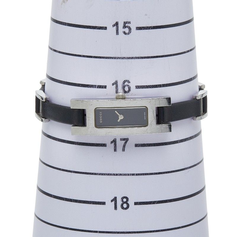 Gucci 3900l Silver Black Stainless Steel Leather Women's Gucci