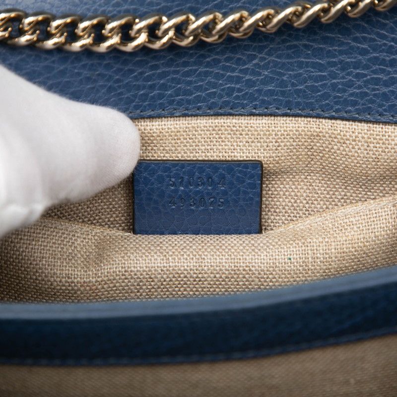Gucci Interlocking G Chain Shoulder Bag 510304 Blue Leather Women's Gucci