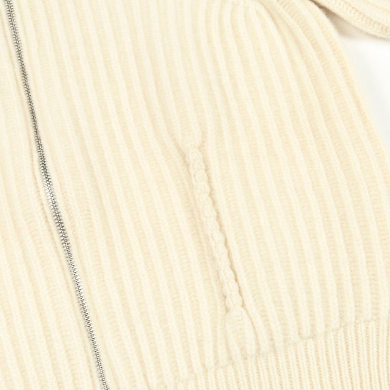 Hermes Knit Zip Up White Cashmere Sweater