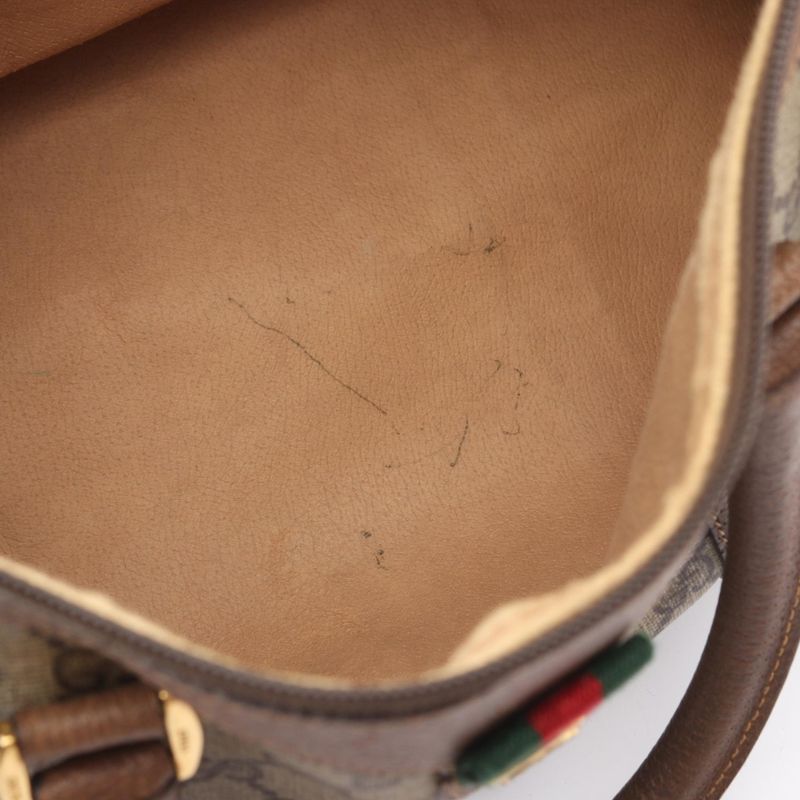 Gucci Handbag Old Gucci GG Plus Sherry Line 40.02.007 Beige Khaki PVC Coated