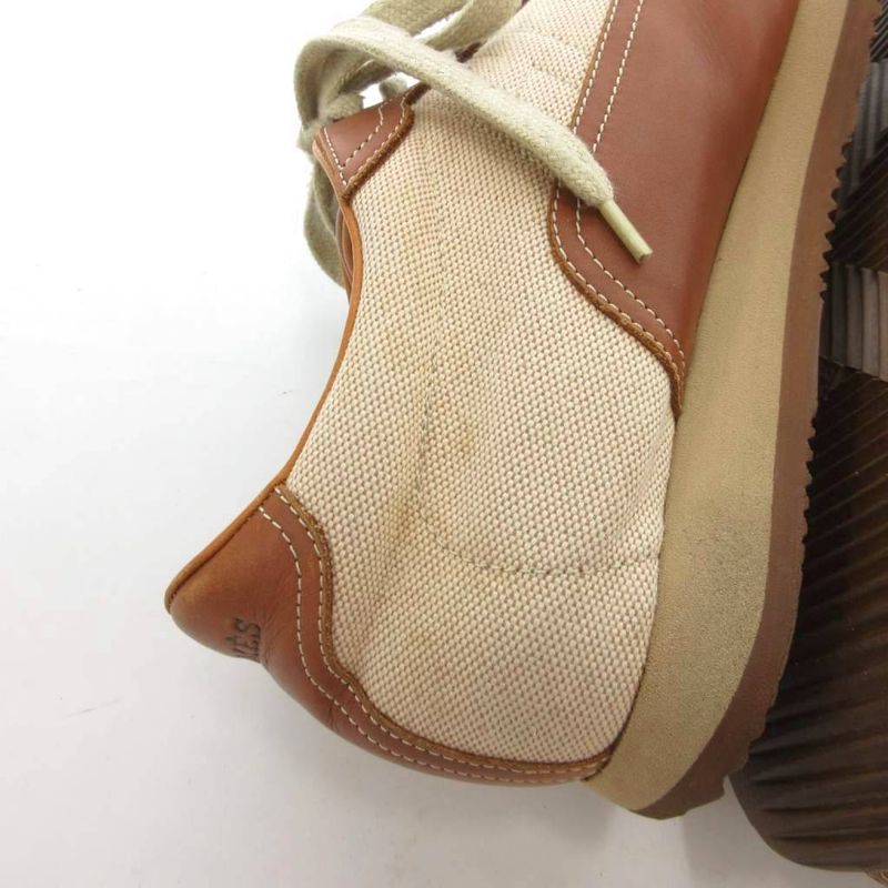 Hermes Quick Canvas Leather Sneakers Shoes 41 Brown Beige Uo • Gy62
