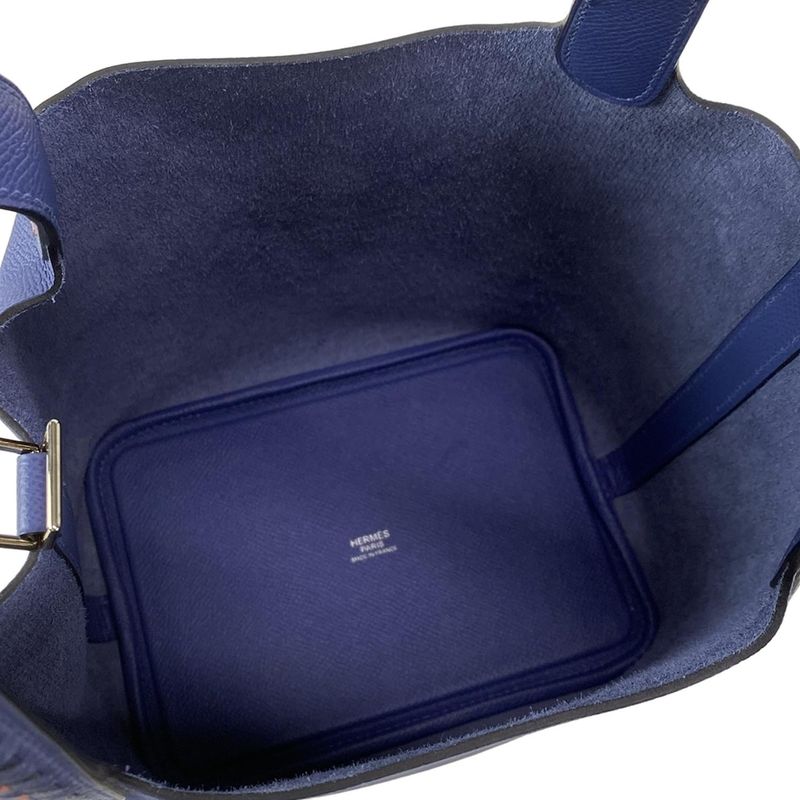 Hermes Handbag Picotan Lock Tresage De Cuir PM Blue Brighton X Capucines X Blue