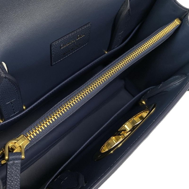 Dior Christian Dior Handbag Saint Honoré Medium 30 Montaigne Blue Gray Leather