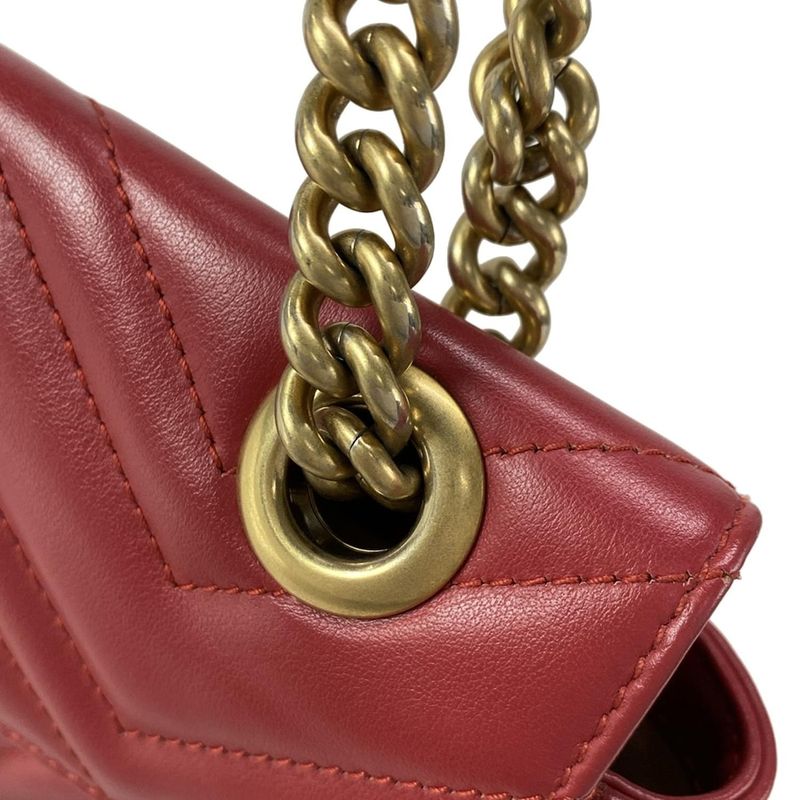 Gucci Shoulder Bag Ggmarmont Quilted Small Shoulder Bag 446744 Red Chain