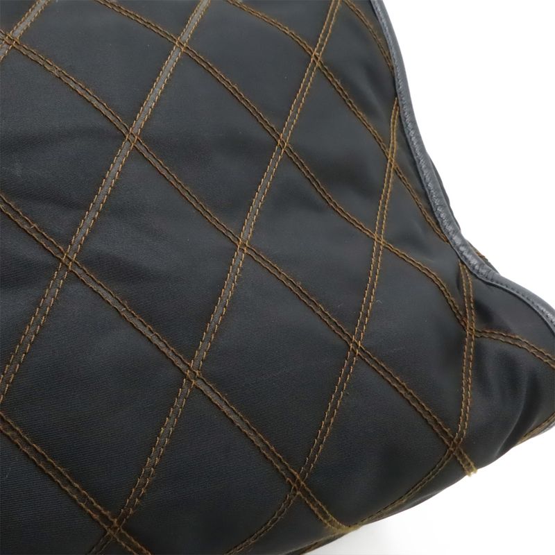 Prada Tessuto Impuntu Handbag 2WAY Shoulder Bag Quilted Nylon NERO Black Gold