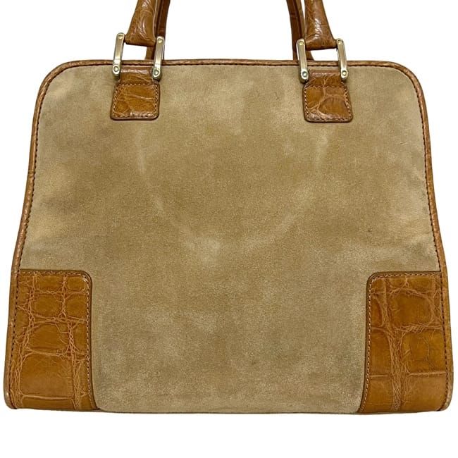 Loewe Handbag Amazona 28 Beige Brown Suede