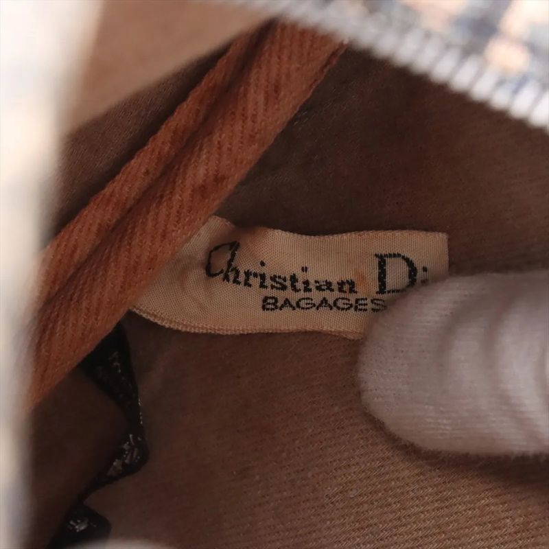 Christian Dior Trotter Mini Boston Leather Canvas Handbag Tote Genuine Leather