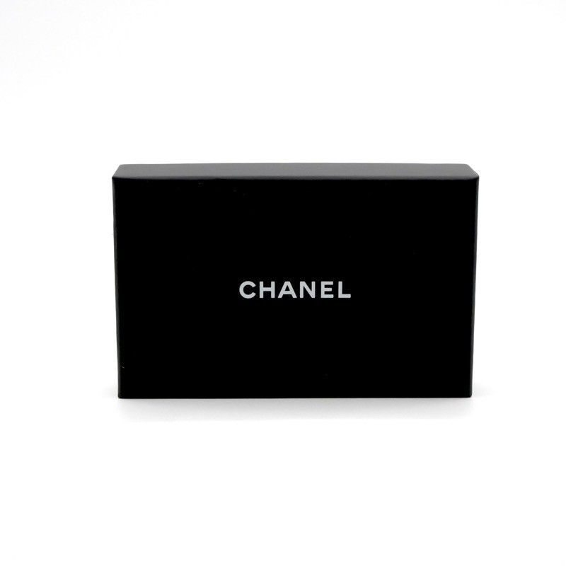 Chanel Card Case Card Holder Pass Case Lambskin Beige Gold Coco Mark Charm