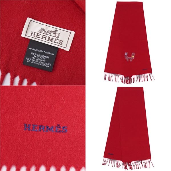 Hermes Scarf Shawl Fringe Cashmere Men's Les