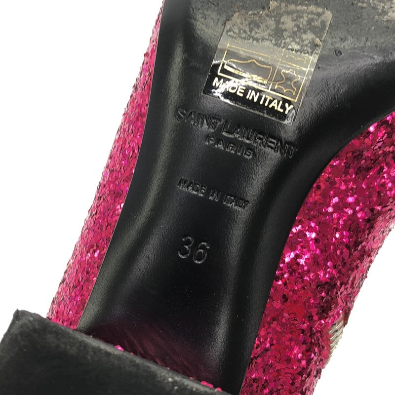 Saint Laurent Paris Side Zip Glitter Lame Short Boots Pink 36