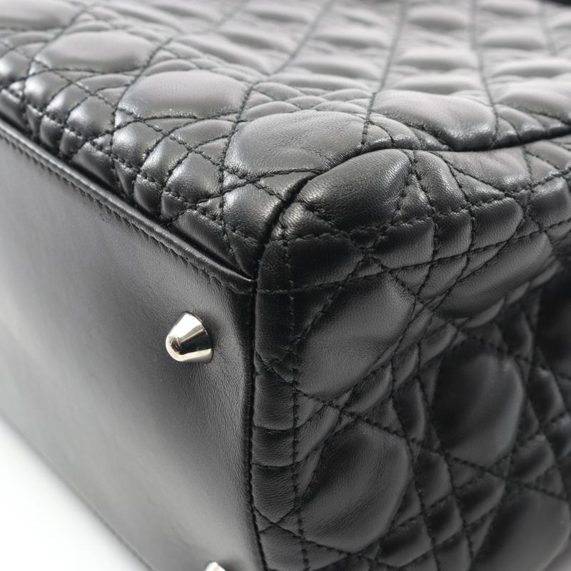 Dior Tote Bag Lady Dior Cannage Black Leather Lady Dior Cannage Tote Bag Ladies