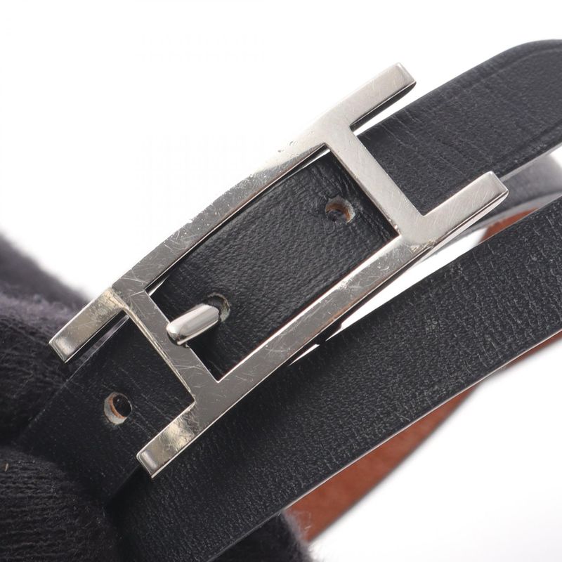 Hermes Bracelet Api3 Long Stainless Steel Leather Bracelet Women's Used A