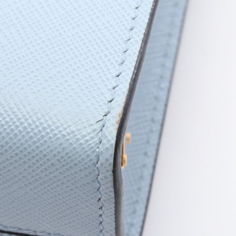 Prada Handbag 1ba333 Light Blue Leather Embossed Logo 2way Shoulder Bag Women's