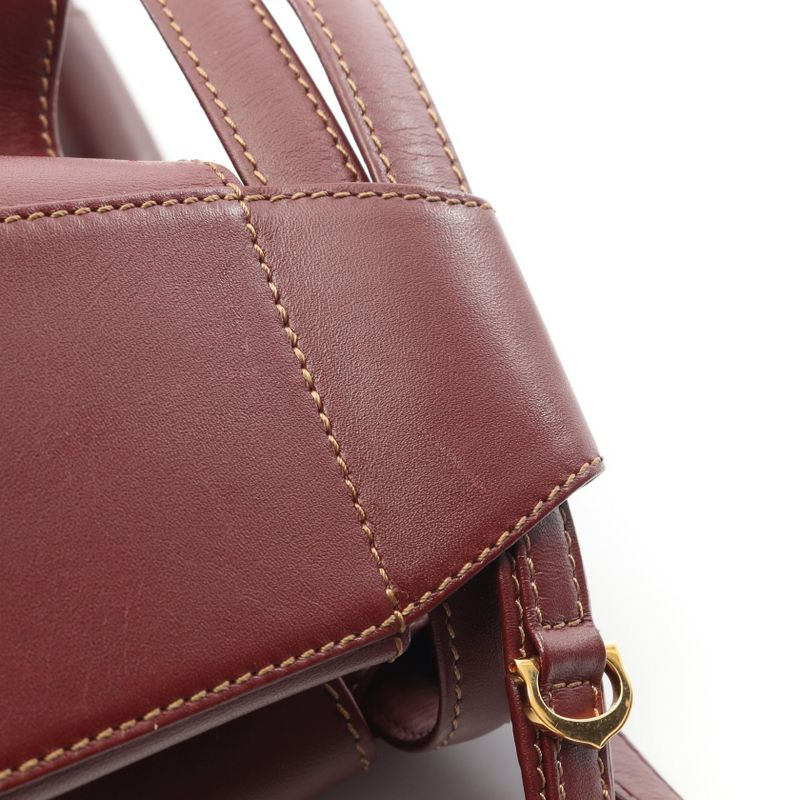 Cartier Shoulder Bag Must Line Bordeaux Leather Must Drawstring Shoulder Bag