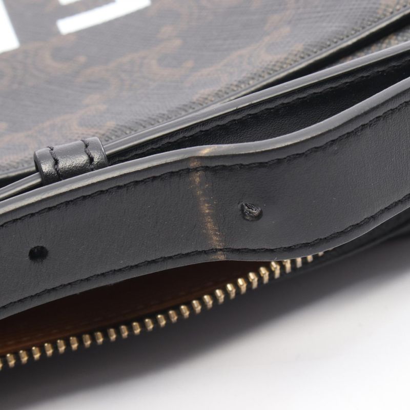 Celine Shoulder Bag Triomphe Medium Messenger Bag 194502 Black PVC Coated