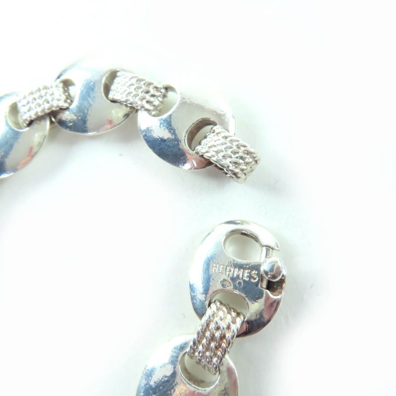 Hermes Vintage Schrois 925 Bangle Accessory Bracelet Silver Weight 51.1g