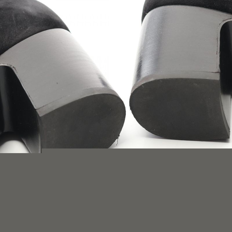 Chanel Boots Coco Mark Black Suede Long