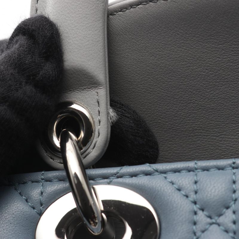 Dior Handbag Lady Dior Small Cannage Blue Gray Leather Lady Dior Cannage 2way