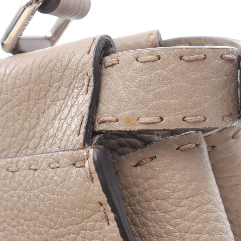 Fendi Handbag Peekaboo Regular 8bn290 Greige Leather Selleria Peekaboo Regular