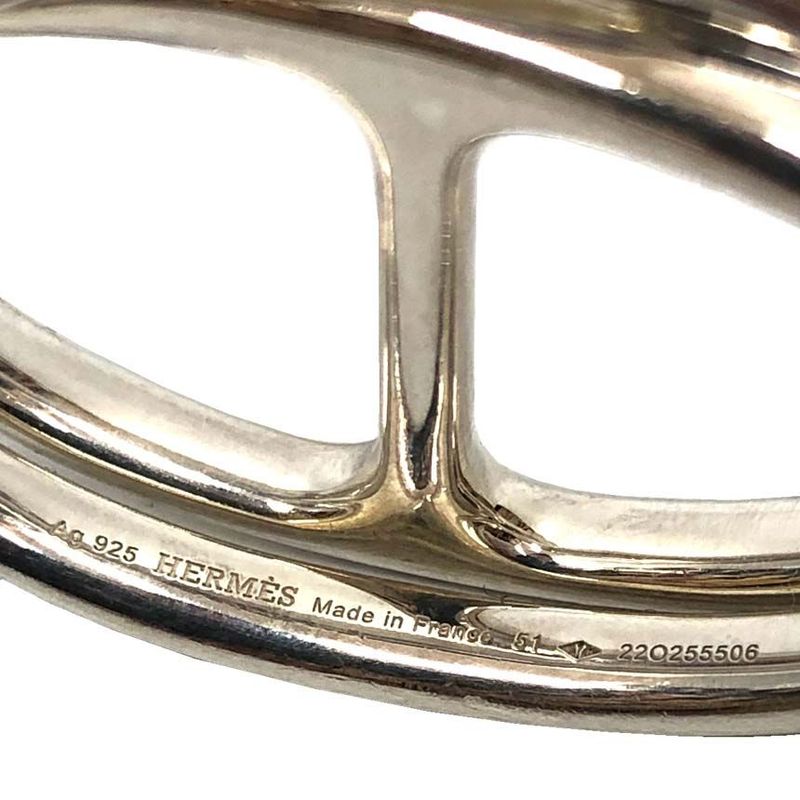 Hermes Chaine D'ancre Punk 2 Finger Double Finger Ring #51 Silver Unisex Aq12365