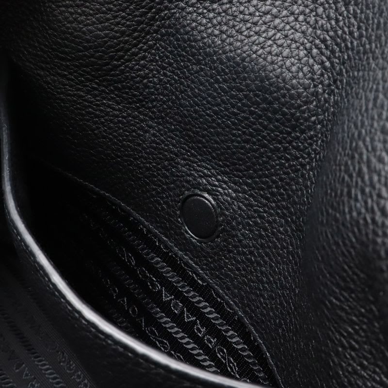 Prada Handbag Tote Bag 2-Way Shoulder Bag Leather Nero Black Silver Hardware