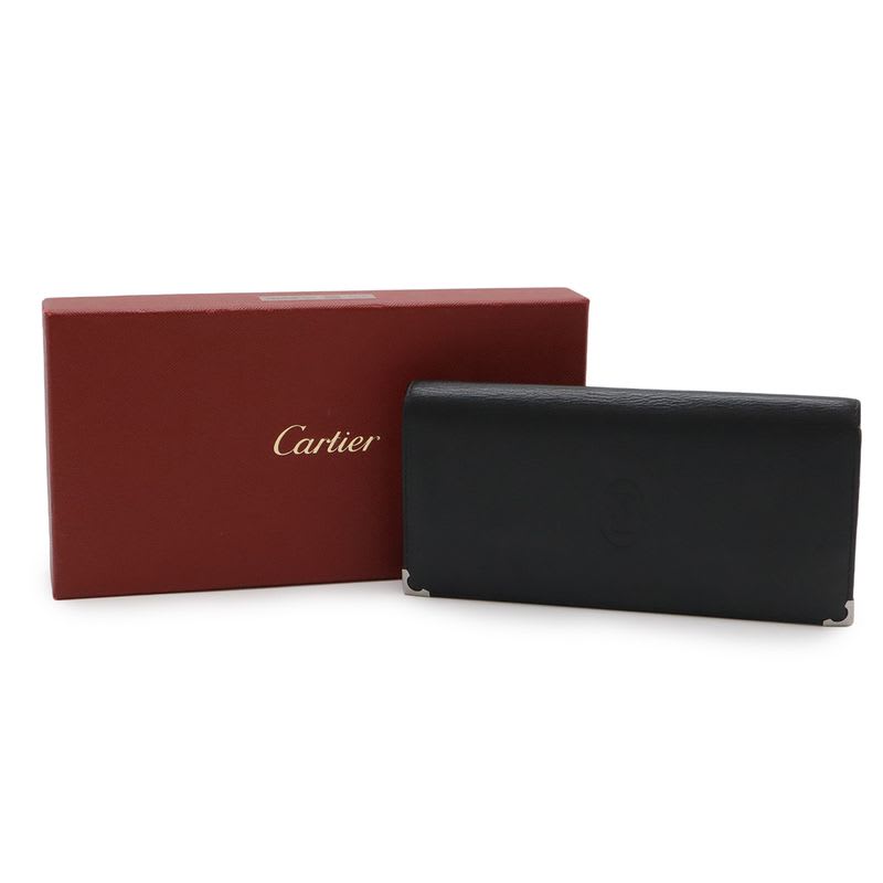 Cartier Cabochon De Line Bifold Long Wallet Leather