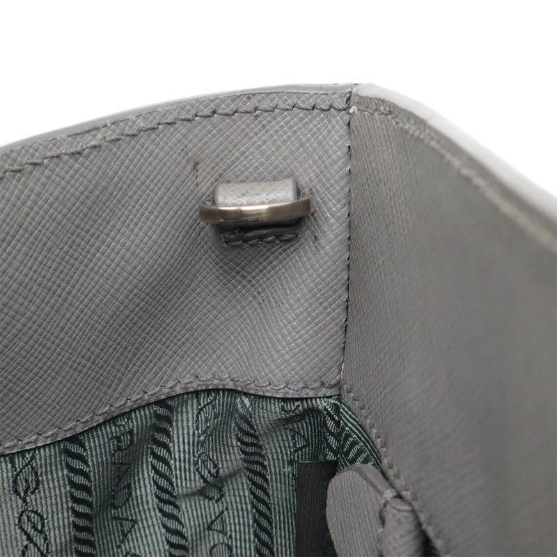 Prada Galleria Handbag 2-Way Shoulder Bag Bicolor Leather Saffiano Gray Bn2438