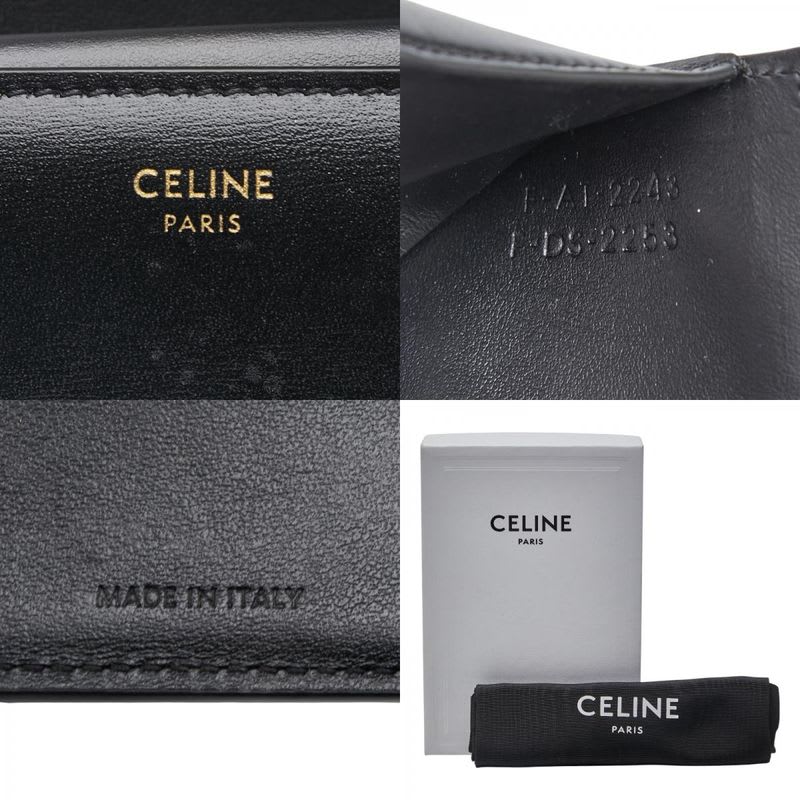 Celine Triomphe Black Leather Women's
