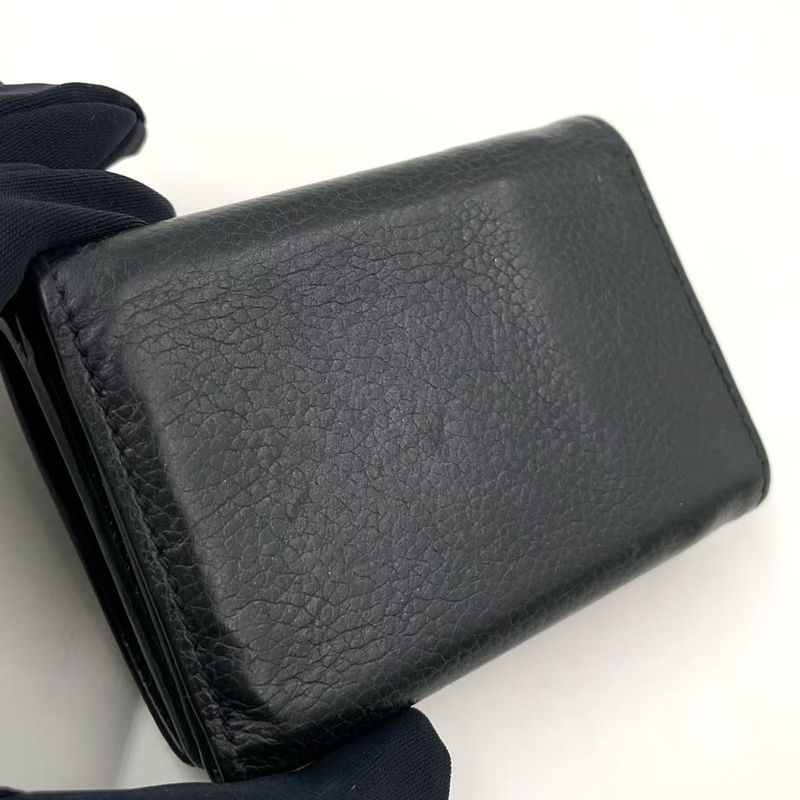 Saint Laurent Paris Origami Leather Black Tiny Wallet Gold 669959