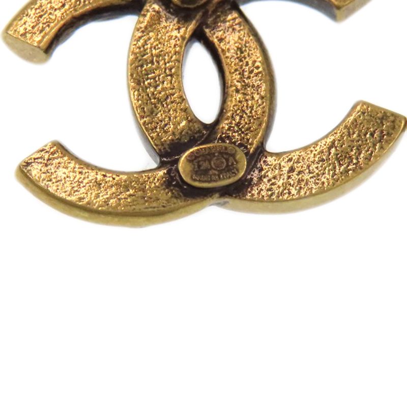 Chanel Coco Mark Rhinestone Earrings Metal Women's