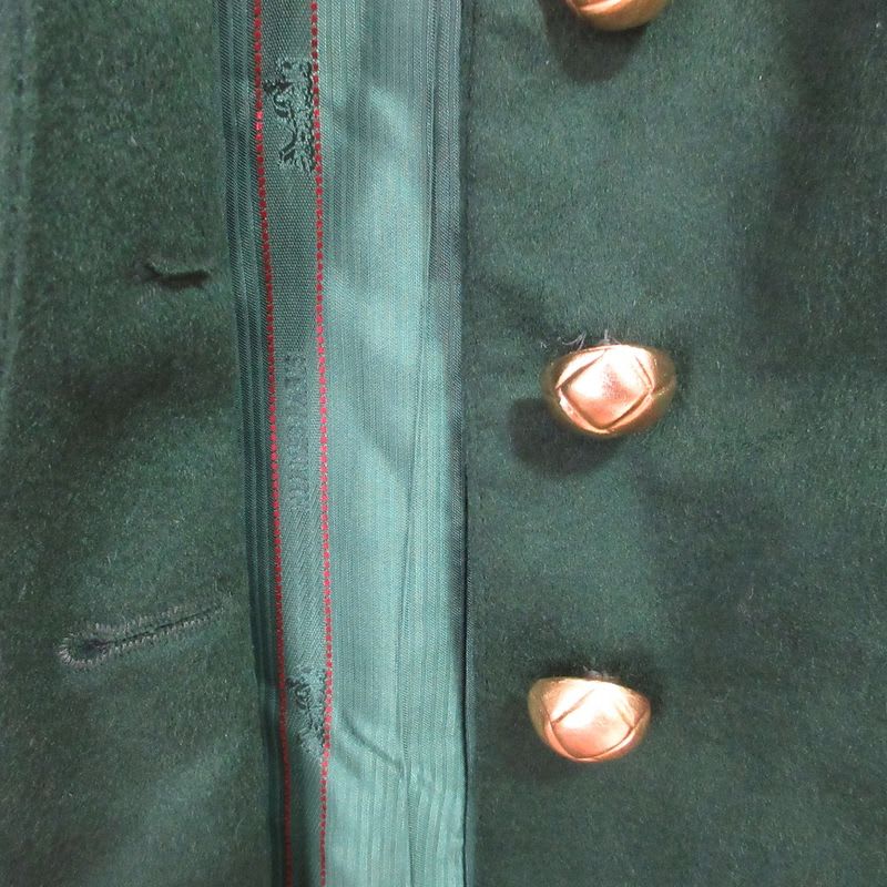 Hermes Vintage Gold Button Wool Jacket Size 40 Green Ladies