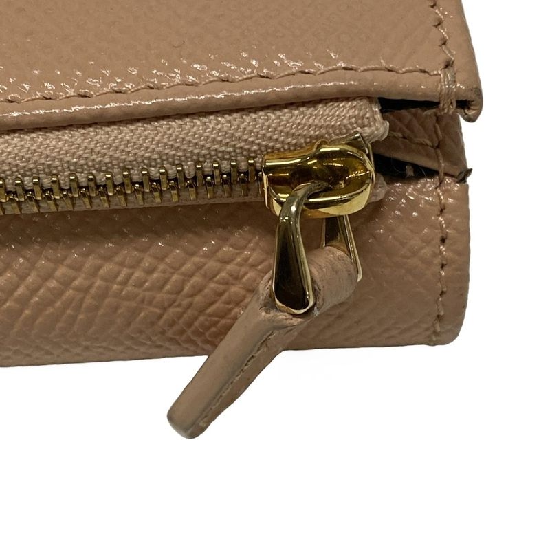 Bvlgari Trifold Wallet Bvlgari Pink Beige Leather