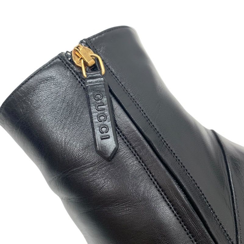 Gucci Double G Boots Short Shoes GG Marmont Leather Black
