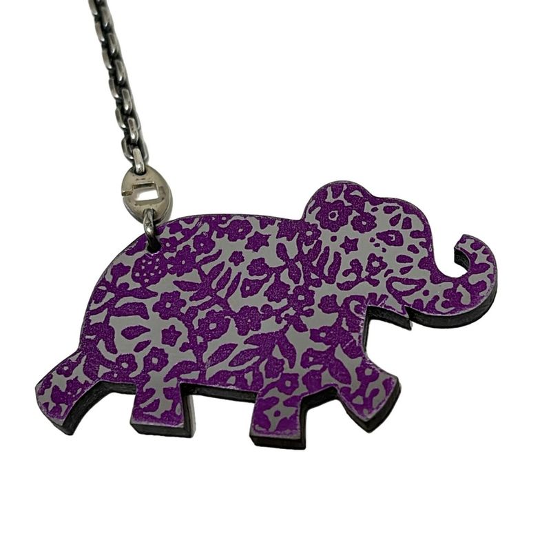 Hermes Key Holder (Charm) - Gray X Purple Leather