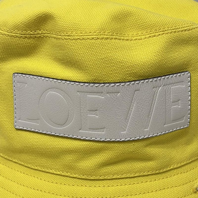 Loewe Hat 59 - Yellow X White Bucket Hat Cotton Leather