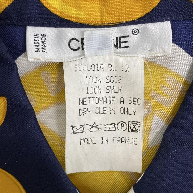 Celine Long Sleeve Shirt Blouse Size 40 M Women's - Dark Navy X Orange X White