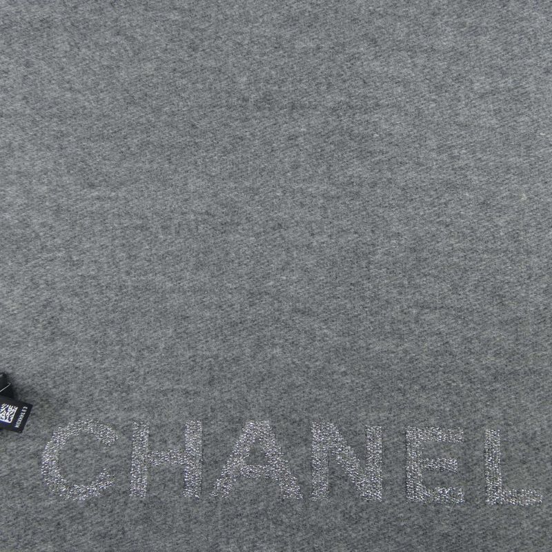 Chanel Grey Knitted Wool Muffler Scarf