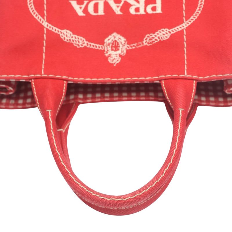 Prada 1 Bg439 Canvas Tote Bag Canapa Mini Red