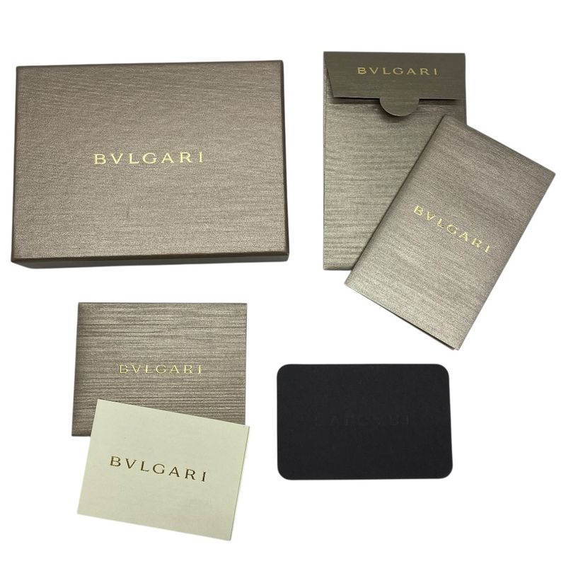 Bvlgari Coin Case Coin Purse Coin Purse Card Case Logo Black Grain Leather