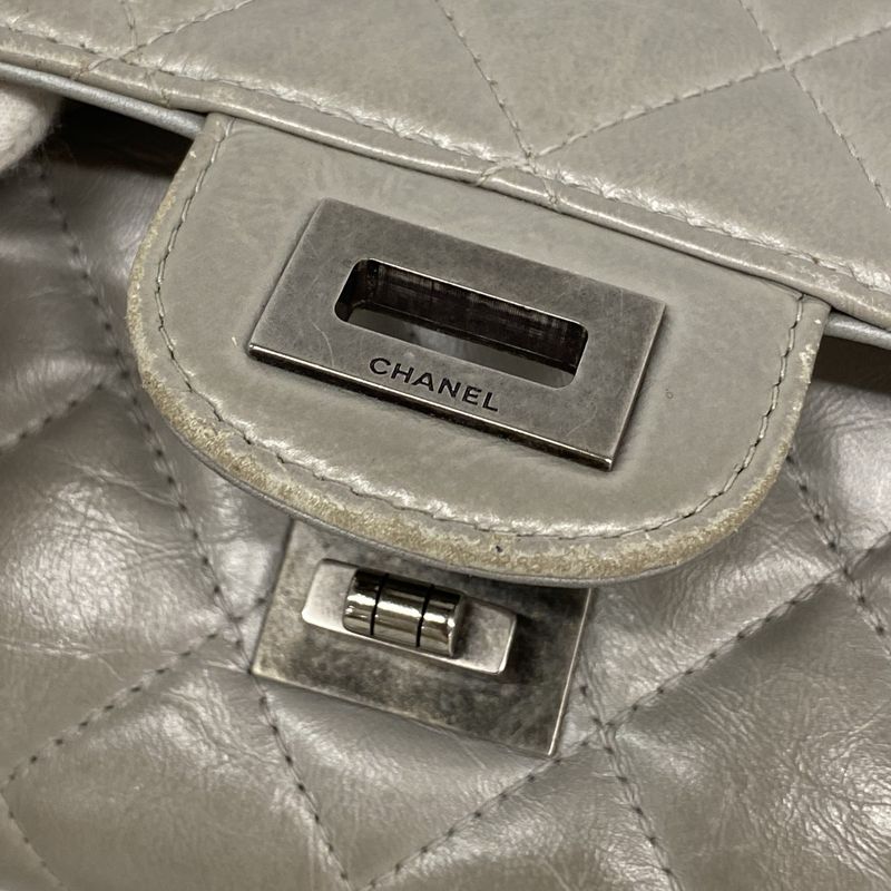 Chanel Long Wallet 2.55 Calfskin Gray Silver Hardware Women's