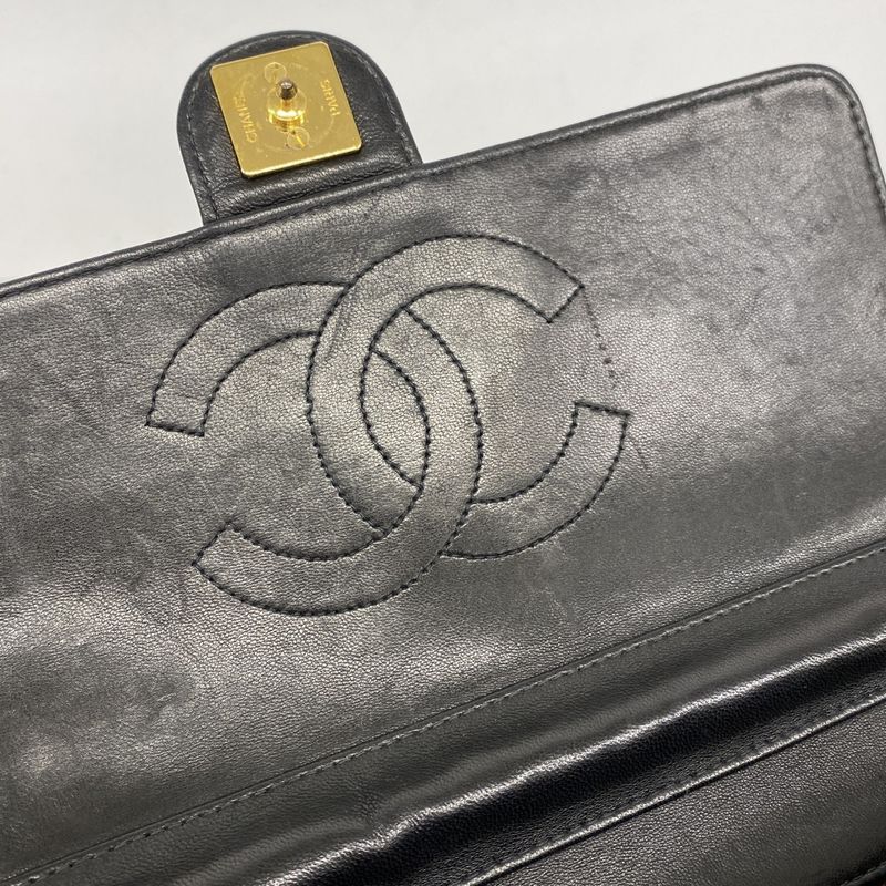 Chanel Shoulder Bag Matelasse Lambskin Black Gold Hardware Women