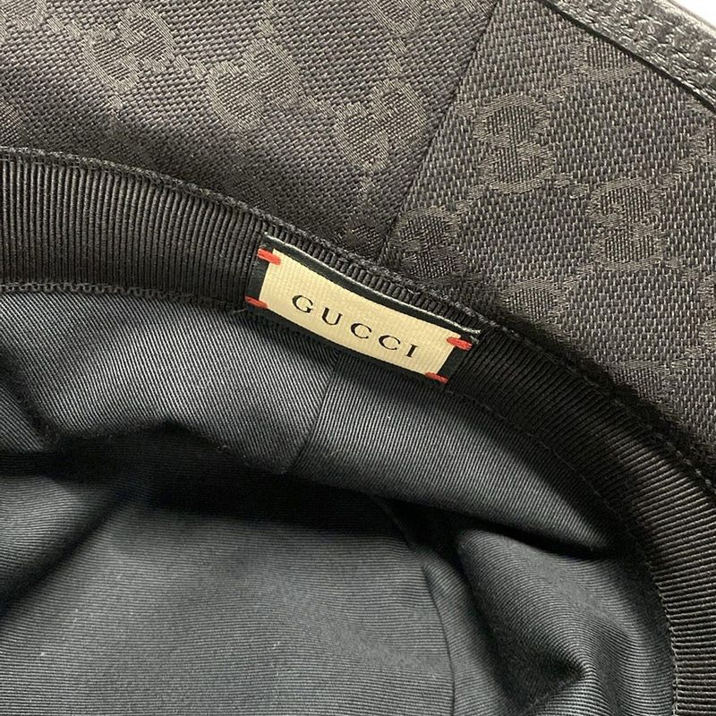 Gucci Hat M 58cm (22.83in) GG Canvas Bucket Hat 576587 Black Cotton