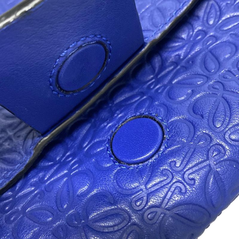 Loewe Shoulder Bag Avenue Blue Chain Shoulder Shape Pressed Leather